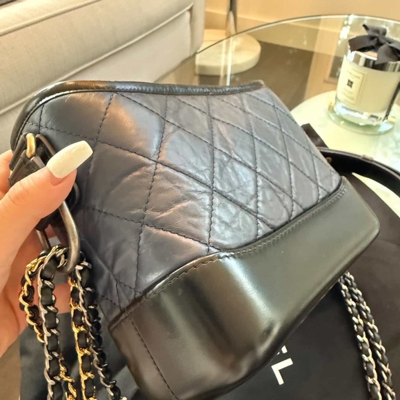 Chanel Small Gabrielle Quilted Blue and Black Leather Bag - Picture 5 of 7